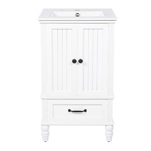 Vynxaria Modern White Bathroom Sink Vanity Combo 20-Inch Undermount Cabinet with Drawer - 1 of 4