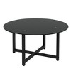 Round Glass Coffee Table, Clear Coffee Table With Round Tempered Glass Top, Metal Frame, Mid Century Side End Table - 4 of 4