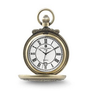 Black Bow Jewelry Charles Hubert Antique Gold Finish Steam Engine Pocket Watch - 1 of 4
