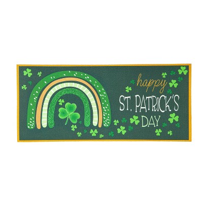 Evergreen Rainbow and Shamrocks Sassafras Indoor Outdoor Switch Doormat 1'10"x10" Multicolored