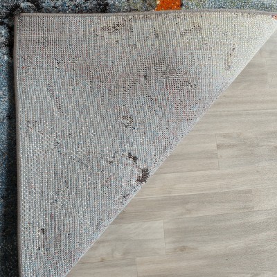 Blue and Multicolor Abstract Synthetic Area Rug, 2'7" x 5'