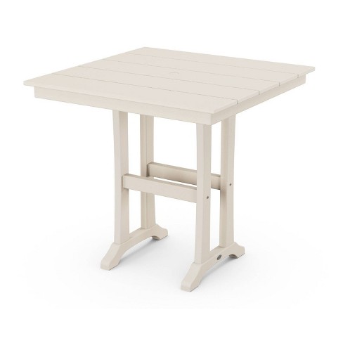 Polywood Square Farmhouse Trestle Outdoor Patio Counter Height Table ...