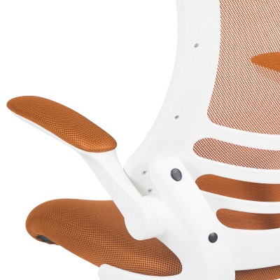Adjustable Tan Mesh & White Leather Mid-Back Office Chair