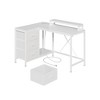 ODK L Shaped Computer Desk with Drawers Shelves Corner Gaming Desk Home Office Workstation Modern Ergonomic Design - 3 of 4