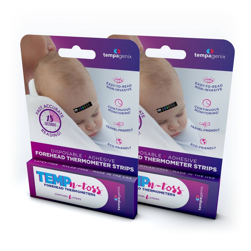 Tempagenix Temp-N-Toss Forehead Thermometer Strips - 2pk/12 Strips