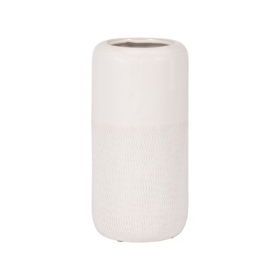 Sagebrook Home Ceramic Vase Contemporary Grooved Design Decorative Table Accent