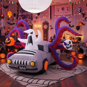 KRISRATE 10FT Halloween Inflatable Octopus Car with 8 Tentacles, LED Ghost Pumpkin Skull, Outdoor Indoor Yard Party Haunted House Decoration - 1 of 4