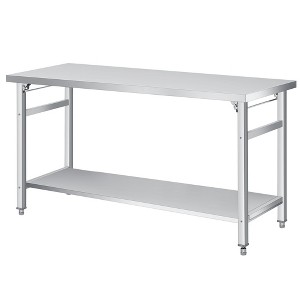 Stainless Steel Folding Table - 920 LBS Commercial Foldable Prep Table, Metal Worktable with Adjustable Undershelf and Feet, for Home Kitchen - 1 of 4