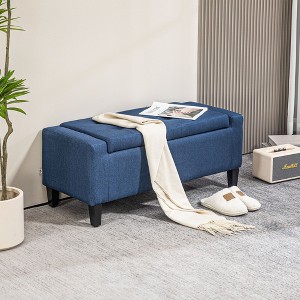 Sapphtopaz Storage Bench Ottoman with Storage Metal Frame Button Tufted End of Bed Bench for Bedroom and Entryway - 1 of 4