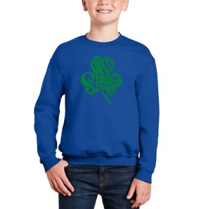 LA Pop Art St. Patrick'S Day Shamrock - Boy's Word Art Crewneck Sweatshirt - 1 of 3