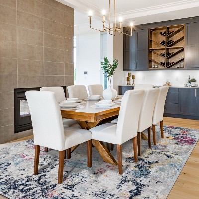 Modern Abstract Multicolor Synthetic 5' x 7' Area Rug