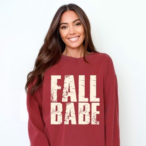 Fall Babe Distressed - Women's Garment Dyed Graphic Sweatshirt - 1 of 4