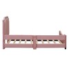 Upholstered Platform Bed With Stripe Shaped Headboard Twin Size Heavy Duty Wood Frame Easy Assembly Platform Beds - 3 of 4