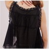 Nmoder  Women Summer Beach Vacation Boho Tie Front Tank Crop Tops Sleeveless Ruffled Lace Trim Scoop - 4 of 4