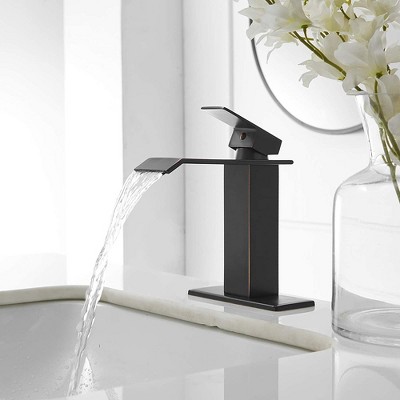 Oil Rubbed Bronze Modern Waterfall Single Hole Bathroom Faucet
