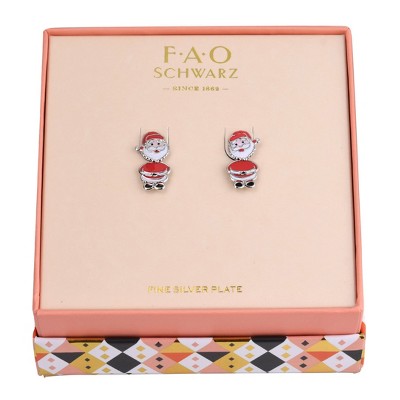 FAO Schwarz Holiday Santa Front to Back Earrings