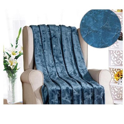Eiffel Tower Premium Microplush Super Soft Embossed Pattern All Season 50" x 60" Throw Blanket, Oxford Blue