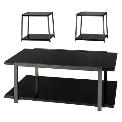 3pc Rollynx Coffee and End Table Set Black - Signature Design by Ashley