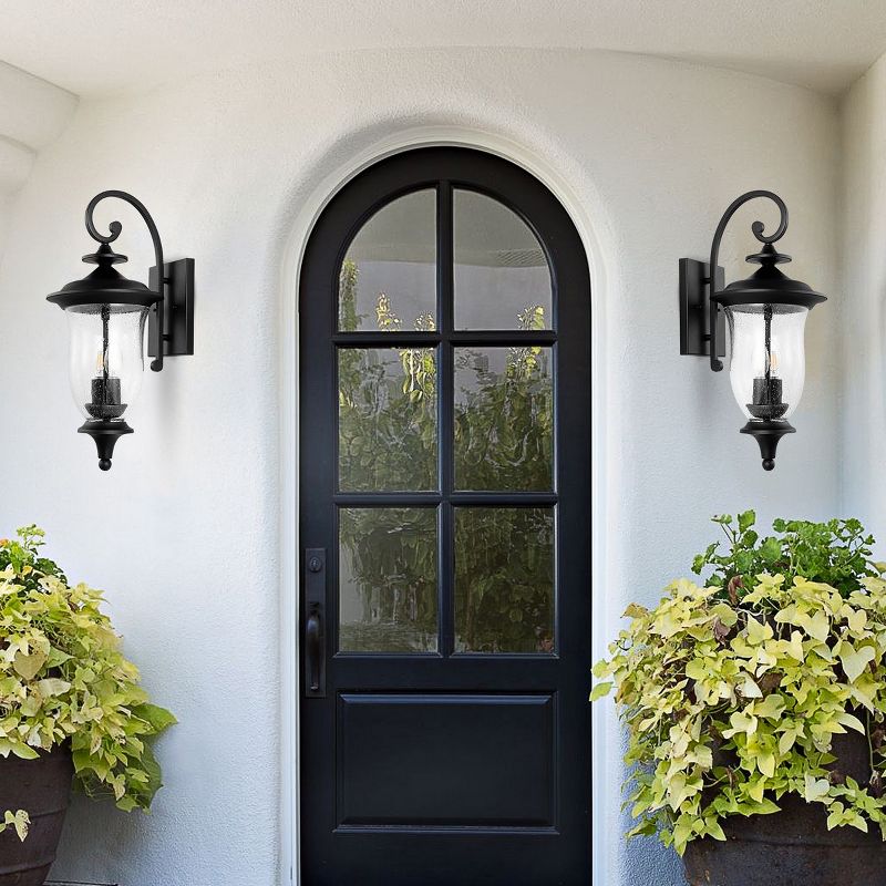 Dowell Outdoor Wall Sconce Lights (Set of 2) - Black - Safavieh., 5 of 6