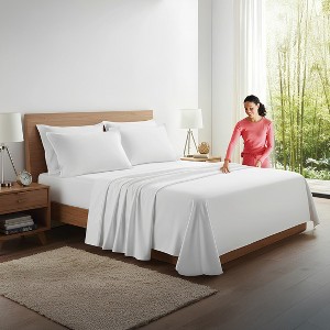 Kickoff Home Viscose from Bamboo Sheets Set 300 Thread Count 100% Organic Bamboo Viscose Cooling Bedding Sheets Hot Sleepers, Flat, Fitted, Pillowcase - 1 of 4