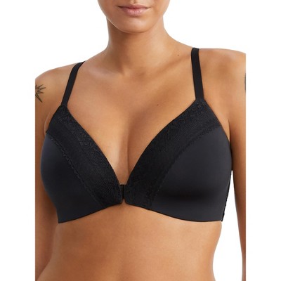 Bare Women's The Wire-free Front Close Bra With Lace - B10241lace 38g Black  : Target