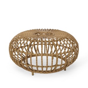 GDFStudio Whitetail Outdoor Boho Wicker Coffee Table, Light Brown - 1 of 4