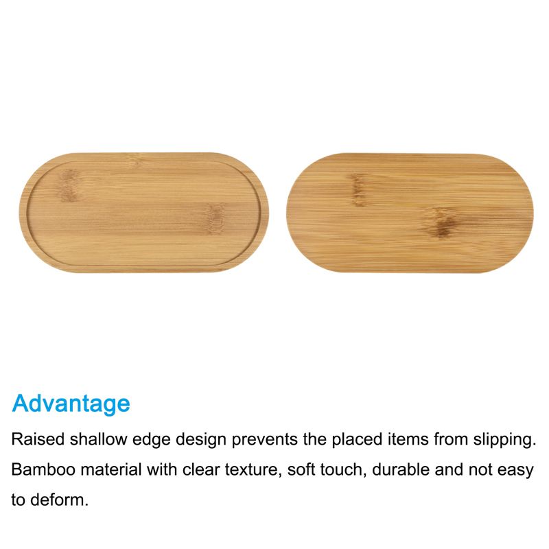 Unique Bargains Indoors Bamboo Oval Flower Drip Tray Plant Pot Saucer 16.7x8cm 4 Pcs, 4 of 6