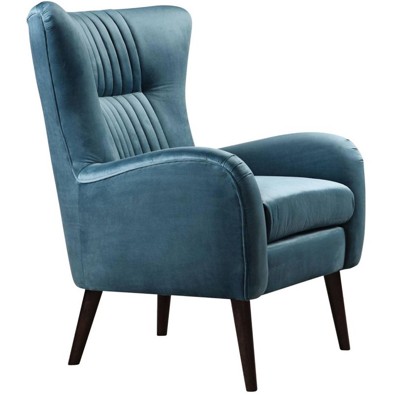Uttermost Dax Teal Blue Velvet Tufted Accent Chair, 1 of 6