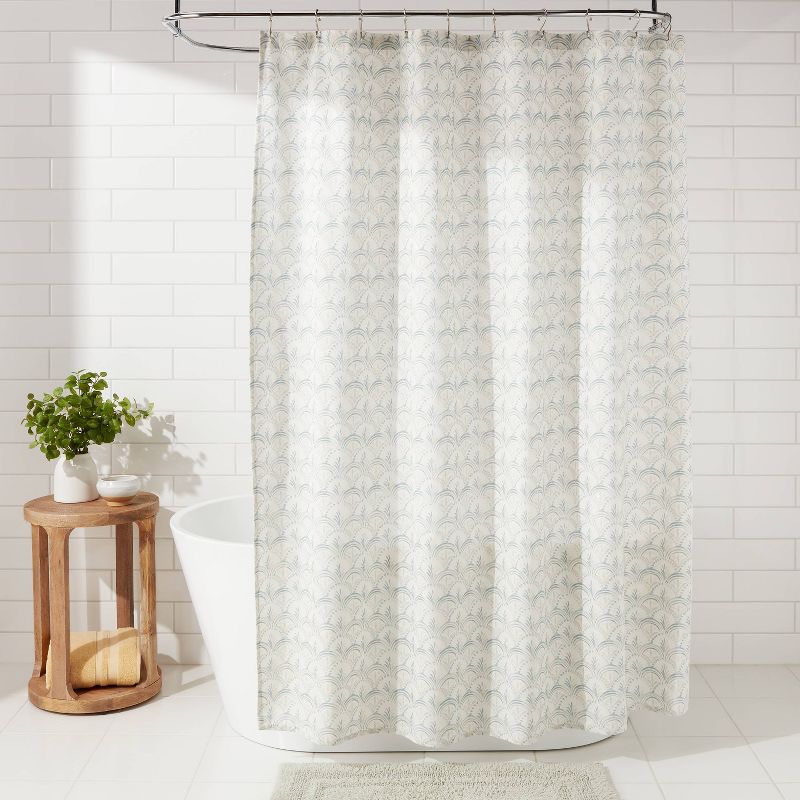 Block Print Scallop Shower Curtain Aqua Blue - Threshold&#8482;, 3 of 6
