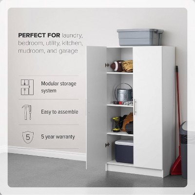Elite 32" White Laminate Freestanding Storage Cabinet