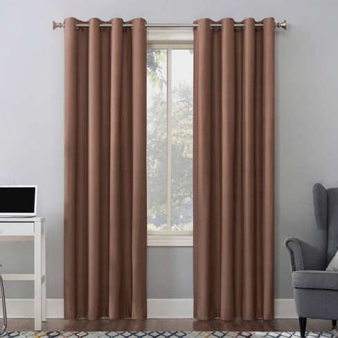 Sun Zero Faux Silk Extreme Blackout Back Tab Curtain 4 sold Panels 50 x 63 in Brown