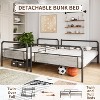 Metal Bunk Bed Twin Over Full Size with Angled Ladder, High Guardrail, Heavy Duty Bunk Bed Frame with Metal Slats, Smooth Rounded Edges, Brown - 3 of 4
