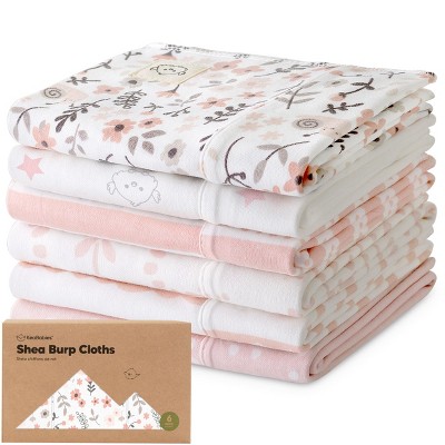 6pk Shea Baby Burp Cloths for Baby Boys and Girls, Organic Burping Cloths for Babies, Newborn