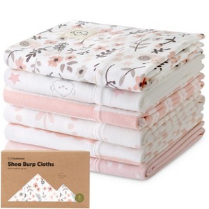 6pk Shea Baby Burp Cloths for Baby Boys and Girls, Organic Burping Cloths for Babies, Newborn - 1 of 4