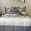 Egyptian Linens Embroidered Floral 100% Cotton Duvet Cover Set (5 Piece) Myra - Gray - 3 of 4