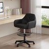 VECELO Home Office Desk Chair PU Leather Office Chair With Height Adjustable Seat Ergonomic Swivel Stool with Back and Arm Black/Beige/Gold - 2 of 4