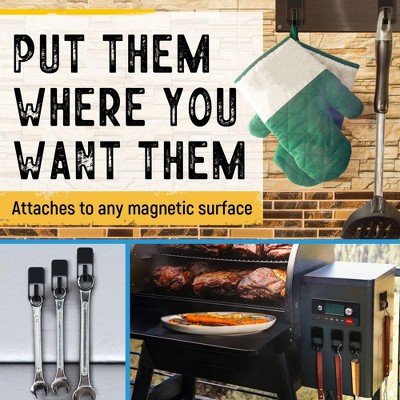 Black Heavy Duty Magnetic Grill Tool Hooks, 6-Pack
