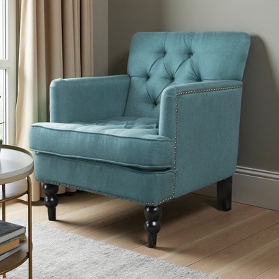 Tufted Diamond Stitch Club Chair with Nailhead Trim and Turned Birch Legs