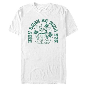 Men's Star Wars: The Mandalorian St. Patrick's Day Grogu May Luck be with You Retro T-Shirt - 1 of 4