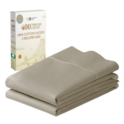 400 Thread Count Pillowcases, 100% Cotton Sateen, Soft & Cooling by California Design Den