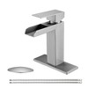 Single-Handle Waterfall Faucet for Bathroom Sink, 1-3 Hole, with Pop-Up Drain and Deck Plate. - 2 of 4