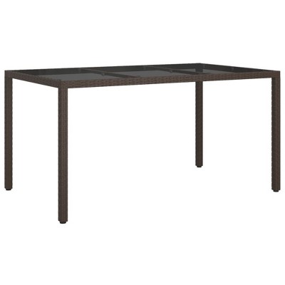 vidaXL Garden Dining Table Brown 35.4" x 35.4" x 29.5" Poly rattan