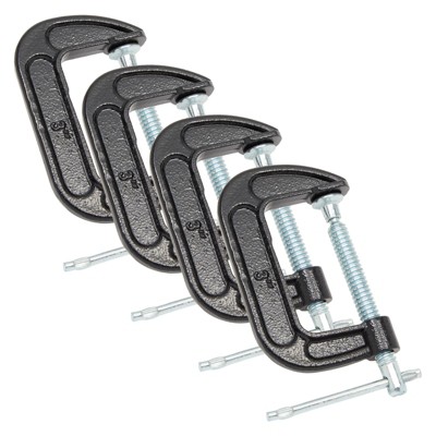 Built Industrial 4 Pack Heavy Duty C Clamps with 3 Inch Jaw Opening for Woodworking, Welding, Automotive, Carpentry Building
