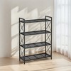 Ink Black 4 - Tier Metal Storage Rack with X Side Frames and Dense Mesh, Sized 12.6 x 31.5 x 44.3 Inches. Ideal Industrial Style Shelving Unit - 2 of 4