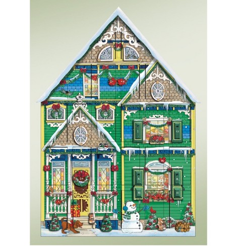 Vintage 1980s Christmas Advent Calendar Victorian House and Toy Store 