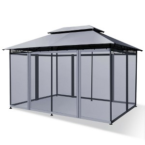 Costway 2-Tier 10'x13' Steel Gazebo Canopy Tent Shelter Patio Garden Outdoor Netting - 1 of 4