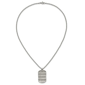 Chisel Stainless Steel Polished Diamond-cut Dog Tag on a Cable Chain Necklace 24" - 1 of 4