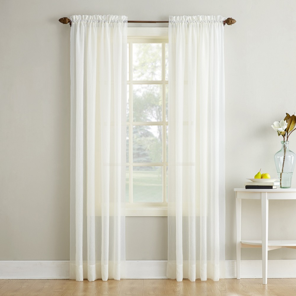 Photos - Curtain Rod / Track 84"x51" Erica Crushed Sheer Voile Rod Pocket Curtain Panel Eggshell - No. 918