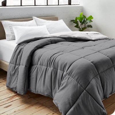 Twin XL Reversible Gray Microfiber Down Alternative Comforter Set