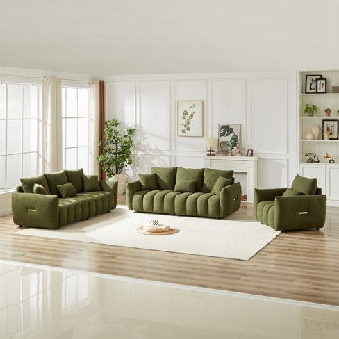 Green Cloud Couch Sectional,7 Seater Sofa Set 3 +3 +1,living Spaces